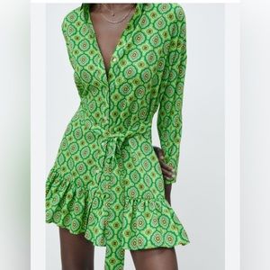 Zara Green Mini Geometric Dress